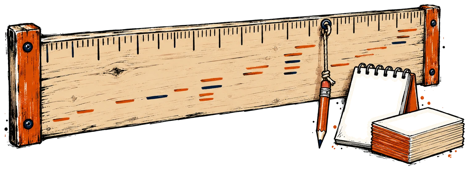 Wall measuring chart with rising pencil marks