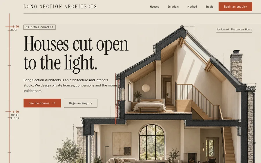 Long Section Architects concept homepage