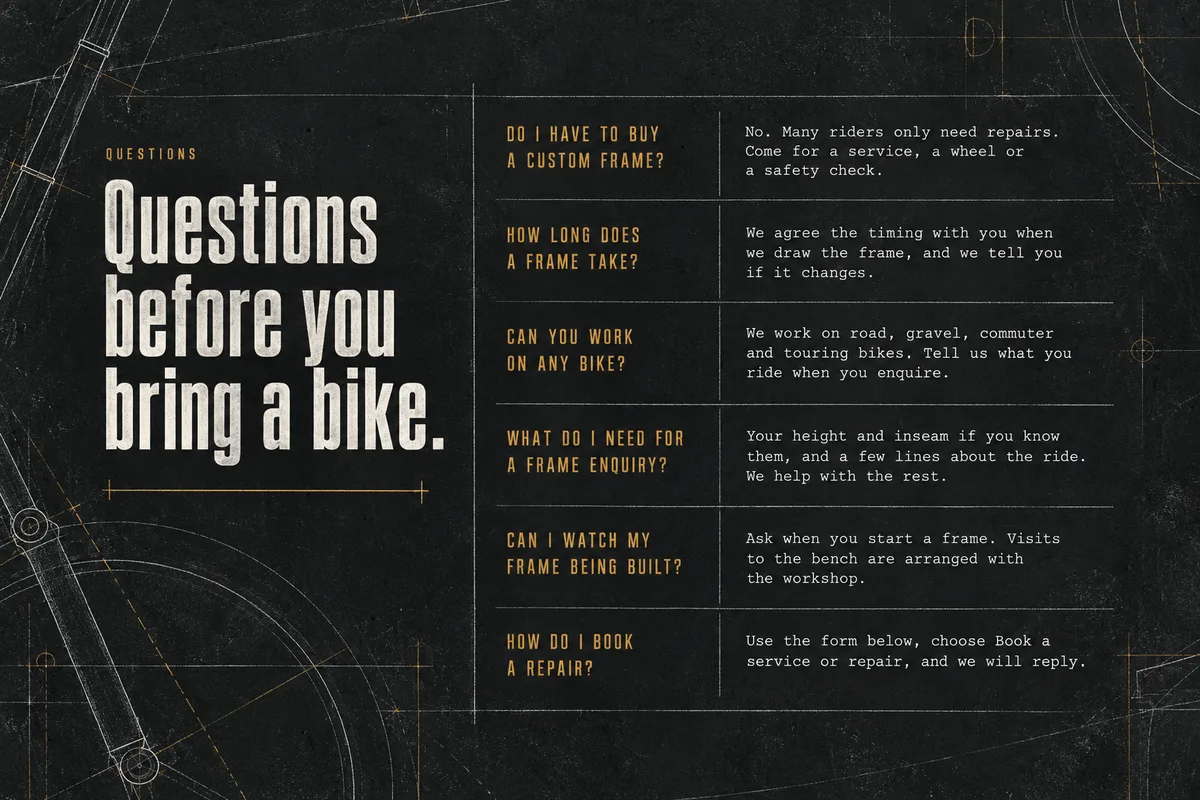 Part 9: Questions before you bring a bike. Six questions with their answers.
