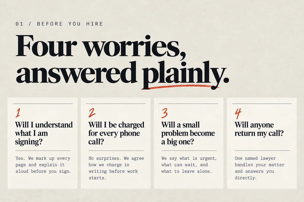 Part 2: four worries answered plainly, in four cards.