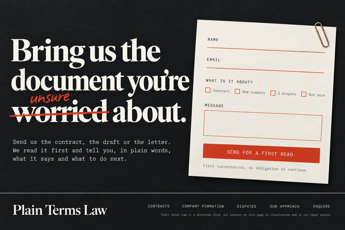 Part 10: Bring us the document you are worried about, an enquiry card and the footer.